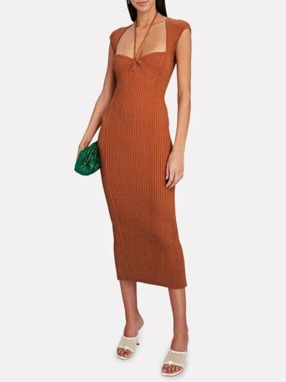 JONATHAN SIMKHAI Women's Florence Midi Dress Size S in Cognac